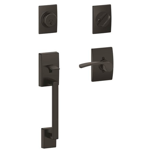 Schlage F60CEN622MERCEN Matte Black Century Handle Set with Merano Handle and Century Rose