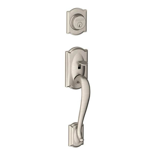 Schlage F60CAM619LAT Satin Nickel Camelot Handle set with Latitude Lever