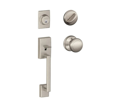 Schlage F60CEN619AND Satin Nickel Century Handle Set with Andover Handle