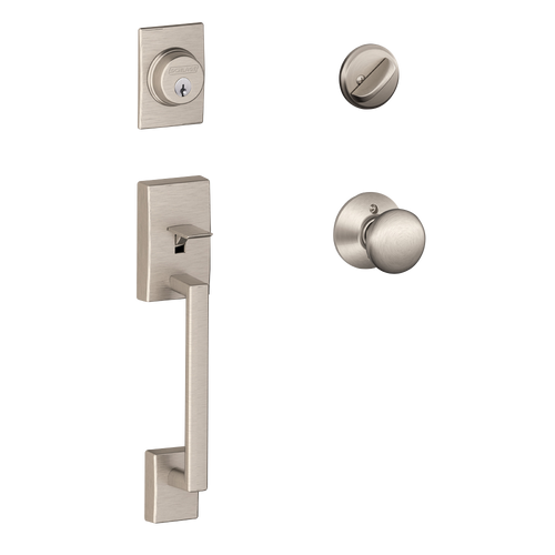 Schlage F60CEN619PLY Satin Nickel Century Handle Set with Plymouth Handle