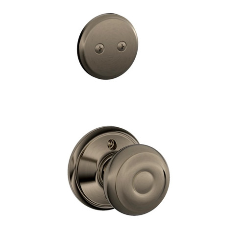 Schlage F94GEO620 Antique Pewter Dummy Handleset with Georgian Knob and Regular Rose (Interior Side Only)