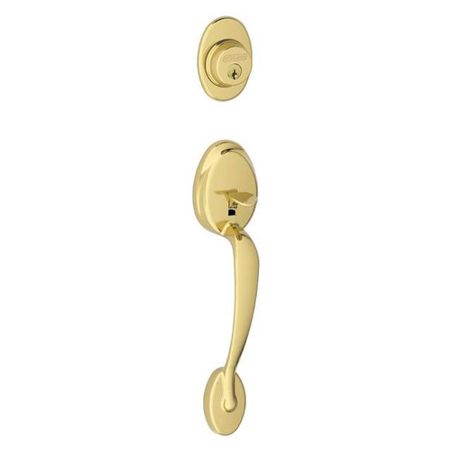 Schlage F93PLY605AND Bright Brass Plymouth Dummy Handleset with Andover Knob