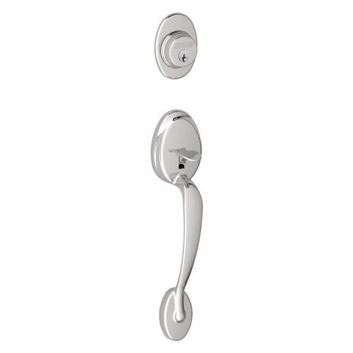 Schlage F93PLY625BWE Bright Chrome Plymouth Dummy Handleset with Bowery Knob