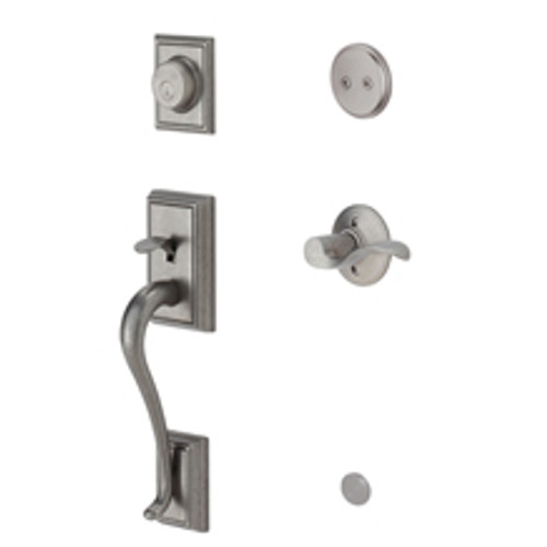 Schlage F93ADD621ACC Distressed Nickel Addison Dummy Handleset with Accent Lever