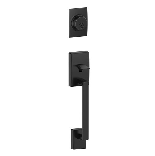 Schlage F93CEN622BWECEN Matte Black Century Dummy Handleset with Bowery Knob and Century Rose