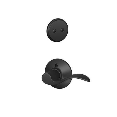 Schlage F94ACC622 Matte Black Dummy Handleset with Accent Lever and Regular Rose (Interior Side Only)