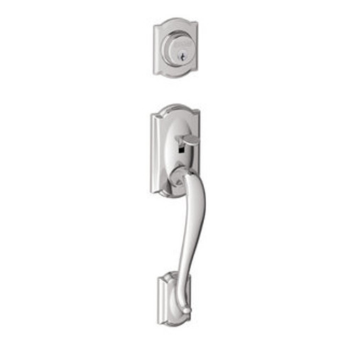 Schlage F93CAM625GEOCAM Polished Chrome Camelot Dummy Handleset with Georgian Knob and Camelot Rose