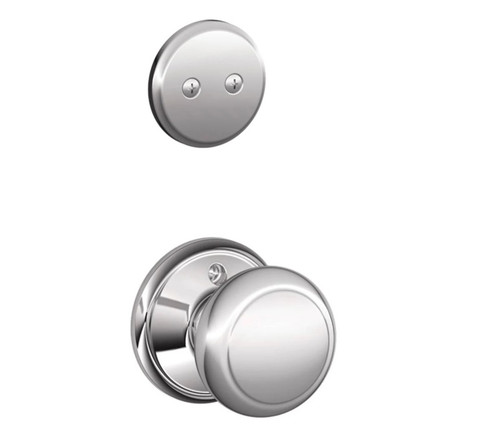 Schlage F94AND625 Polished Chrome Dummy Handleset with Andover Knob and Regular Rose (Interior Side Only)