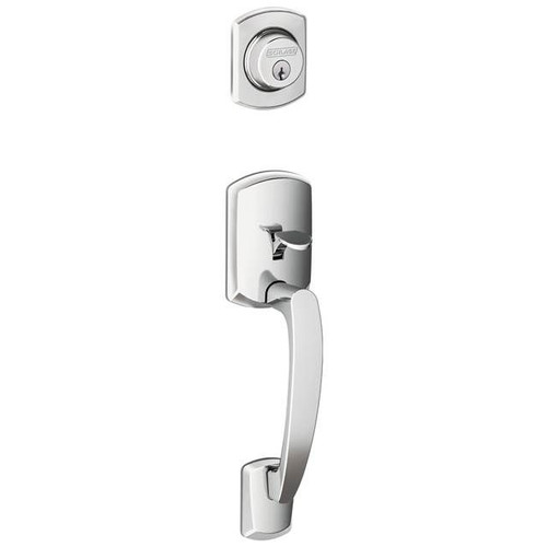 Schlage F93GRW625VLA Polished Chrome Greenwich Dummy Handleset with Avila Handle