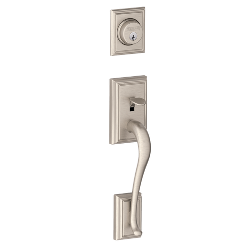 Schlage F93ADD619LAT Satin Nickel Addison Dummy Handleset with Latitude Lever