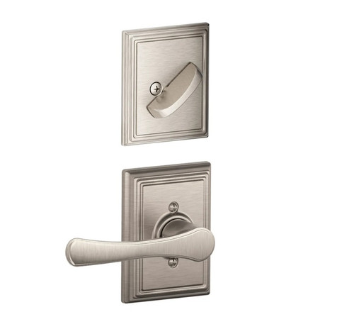 Schlage F94VLA619ADD Satin Nickel Dummy Handleset with Avila Lever and Addison Rose (Interior Side Only)