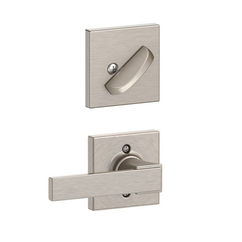 Schlage F94NBK619COL Satin Nickel Dummy Handleset with Northbrook Lever and Collins Rose (Interior Side Only)