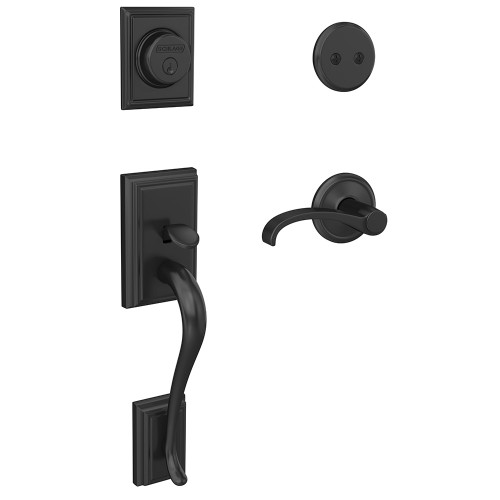 Schlage FC93ADD622WITALD Addison Dummy Handleset with Whitney Lever and Alden Rose Matte Black