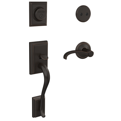 Schlage FC93ADD716WITALD Addison Dummy Handleset with Whitney Lever and Alden Rose Aged Bronze