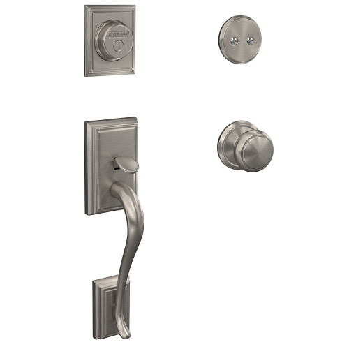 Schlage FC93ADD619ANDALD Addison Dummy Handleset with Andover Knob and Alden Rose Satin Nickel