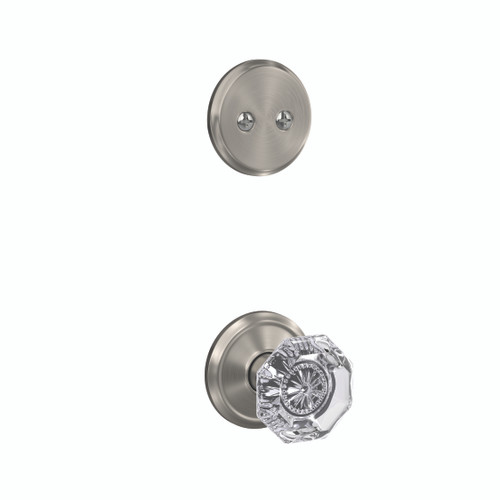 Schlage FC94ALX619ALD Alexandria Knob with Alden Rose Satin Nickel Dummy Handleset (Interior Side Only)