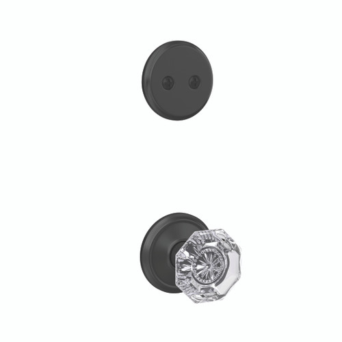 Schlage FC94ALX622ALD Alexandria Knob with Alden Rose Matte Black Dummy Handleset (Interior Side Only)