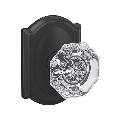 Schlage FC21ALX622CAM Alexandria Knob with Camelot Rose Passage and Privacy Lock Matte Black Finish