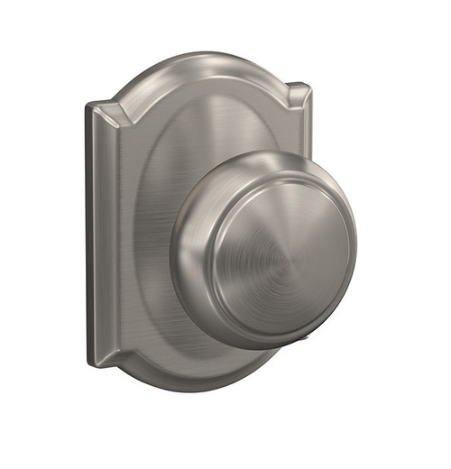 Schlage FC172AND619CAM Andover Knob with Camelot Rose Non Turning Dummy Lock Satin Nickel Finish