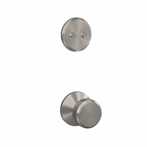 Schlage FC94BWE619KIN Bowery Knob with Kinsler Rose Satin Nickel Dummy Handleset (Interior Side Only)