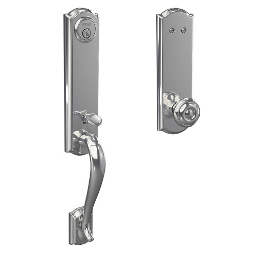 Schlage FCT93CAM625GEOCAM Camelot Dummy Handleset with Georgian Knob and Camelot Rose Polished Chrome