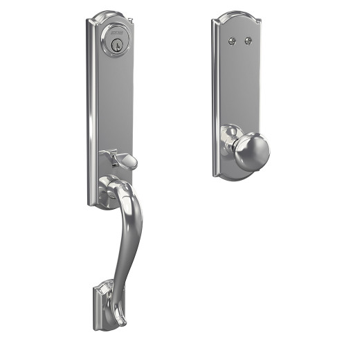 Schlage FCT93CAM625PLYCAM Camelot Dummy Handleset with Plymouth Knob and Camelot Rose Polished Chrome