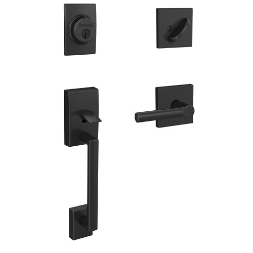 Schlage FC60CEN622BRWCOL Century Single Cylinder Handleset with Broadway Lever and Collins Rose Matte Black