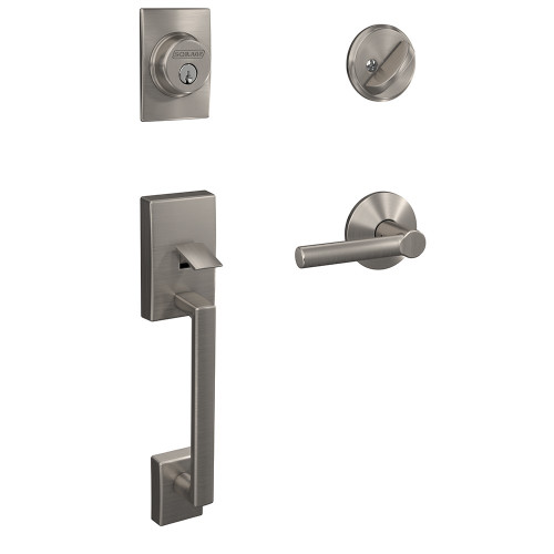 Schlage FC60CEN619BRWKIN Century Single Cylinder Handleset with Broadway Lever and Kinsler Rose Satin Nickel