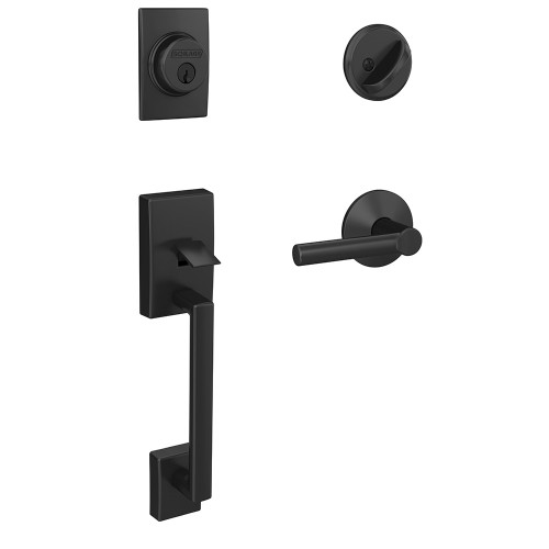 Schlage FC60CEN622BRWKIN Century Single Cylinder Handleset with Broadway Lever and Kinsler Rose Matte Black