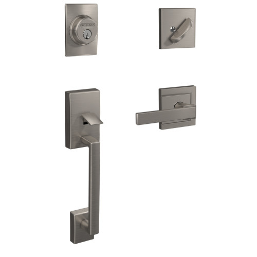 Schlage FC60CEN619NBKULD Century Single Cylinder Handleset with Northbrook Lever and Upland Rose Satin Nickel