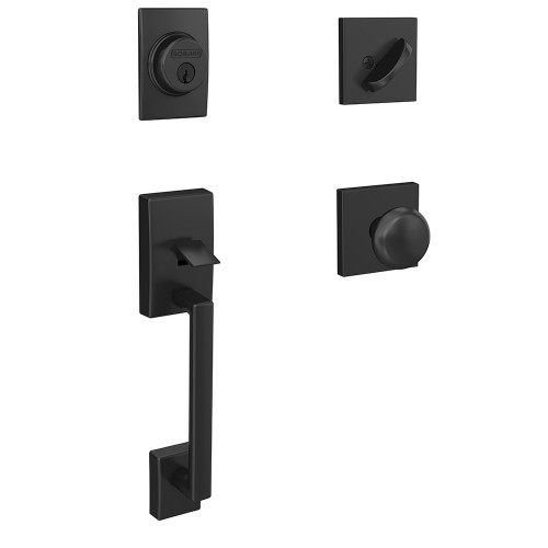 Schlage FC60CEN622PLYCOL Century Single Cylinder Handleset with Plymouth Knob and Collins Rose Matte Black