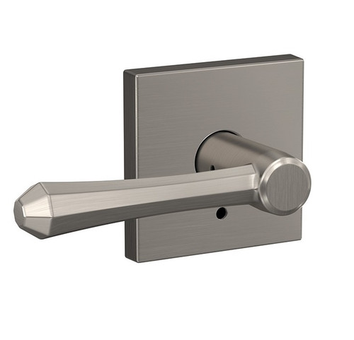 Schlage FC21DMP619COL Dempsey Lever with Collins Rose Passage and Privacy Lock Satin Nickel Finish