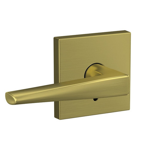 Schlage FC21ELR608COL Eller Lever with Collins Rose Passage and Privacy Lock Satin Brass Finish