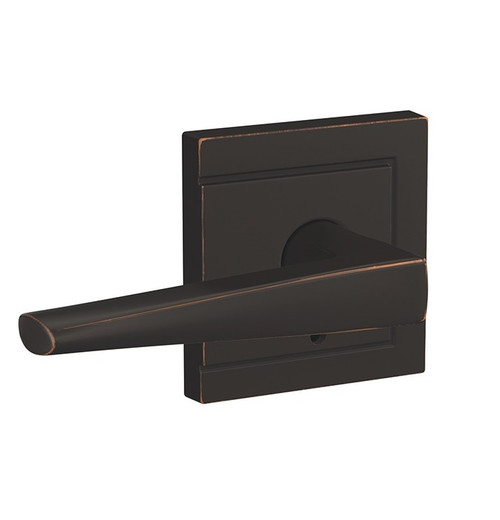 Schlage FC172ELR716ULD Eller Lever with Upland Rose Non Turning Dummy Lock Aged Bronze Finish