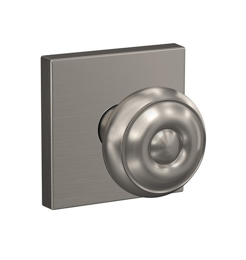 Schlage FC21GEO619COL Georgian Knob with Collins Rose Passage and Privacy Lock Satin Nickel Finish