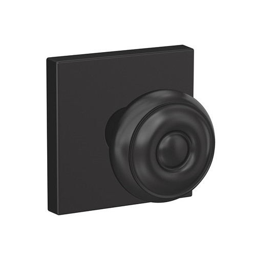 Schlage FC21GEO622COL Georgian Knob with Collins Rose Passage and Privacy Lock Matte Black Finish