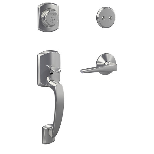 Schlage FC93GRW625ELRKIN Greenwich Dummy Handleset with Eller Lever and Kinsler Rose Polished Chrome