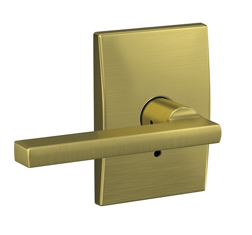 Schlage FC21LAT608CEN Latitude Lever with Century Rose Passage and Privacy Lock Satin Brass Finish