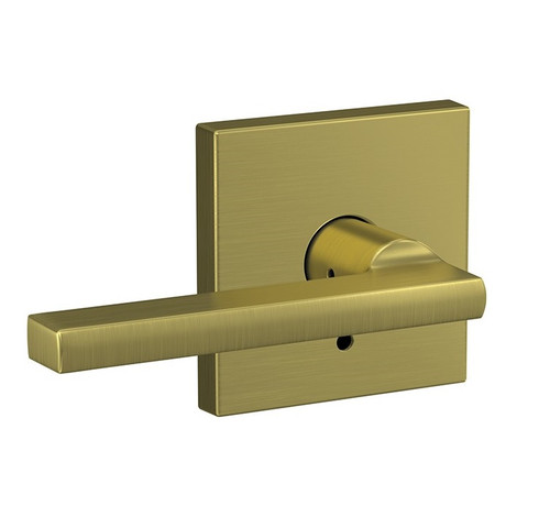 Schlage FC21LAT608COL Latitude Lever with Collins Rose Passage and Privacy Lock Satin Brass Finish