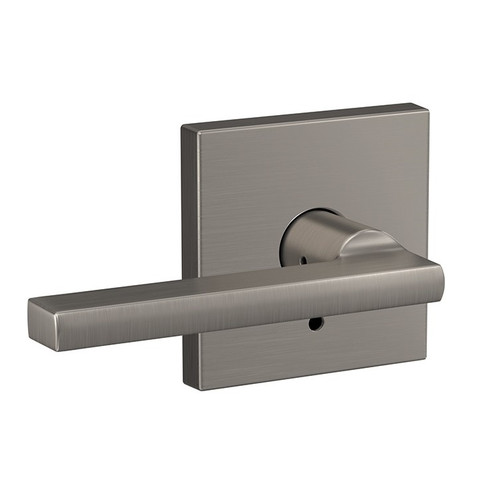 Schlage FC21LAT619COL Latitude Lever with Collins Rose Passage and Privacy Lock Satin Nickel Finish