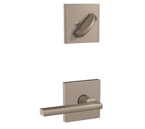 Schlage FC94LAT619COL Latitude Lever with Collins Rose Satin Nickel Dummy Handleset (Interior Side Only)