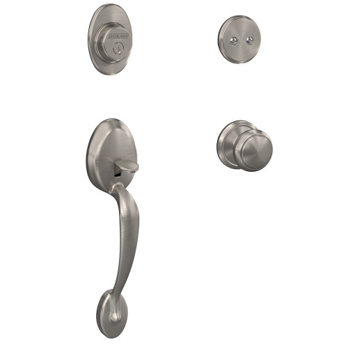 Schlage FC93PLY619ANDALD Plymouth Dummy Handleset with Andover Knob and Alden Rose Satin Nickel