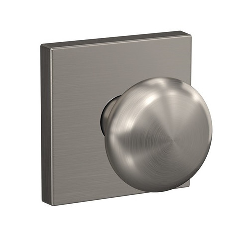 Schlage FC21PLY619COL Plymouth Knob with Collins Rose Passage and Privacy Lock Satin Nickel Finish