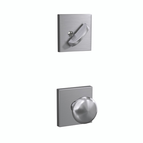 Schlage FC94PLY626COL Plymouth Knob with Collins Rose Satin Chrome Dummy Handleset (Interior Side Only)