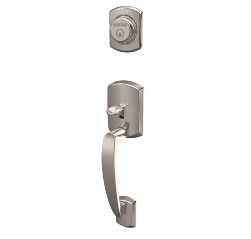 Schlage FC92GRW625 Polished Chrome Greenwich Dummy Handleset (Exterior Side Only)
