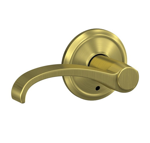 Schlage FC21WIT608ALD Whitney Lever with Alden Rose Passage and Privacy Lock Satin Brass Finish