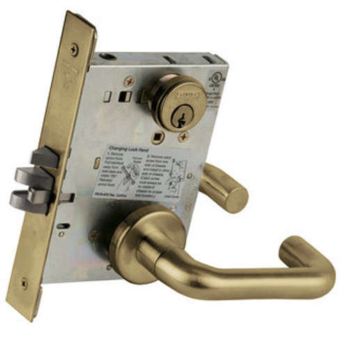 Schlage L9080P-609 Antique Brass Mortise Storeroom Lock with Your Choice of Handle and Rose