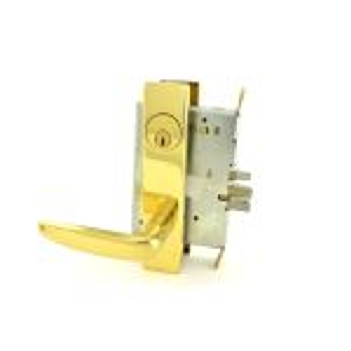 Schlage L9076P-605 Polished Brass Mortise Classroom Holdback Lock with L Escutcheon and Your Choice of Handle