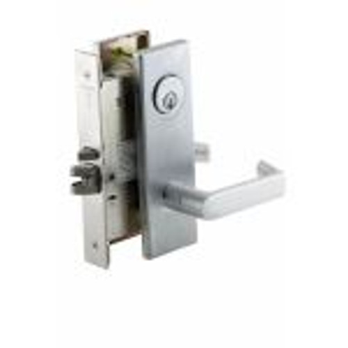 Schlage L9076P-606 Satin Brass Mortise Classroom Holdback Lock with N Escutcheon and Your Choice of Handle