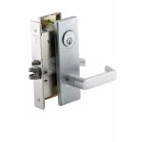 Schlage L9056P-606 Satin Brass Mortise Entrance/Office Lock with Automatic Unlocking with N Escutcheon and Your Choice of Handle